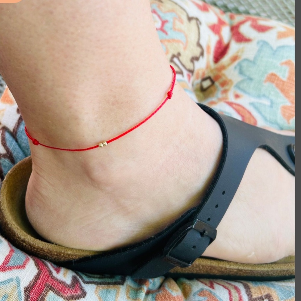 NEW 14K Gold Filled Red String Anklet | Kabbalah Bracelet | Actually Handmade